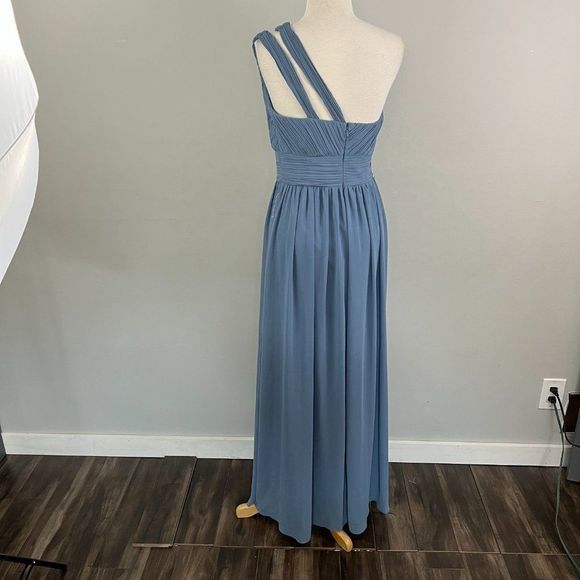 NWOT LEVKOFF Blue One Shoulder Maxi Gown (6) - Picture 6 of 8